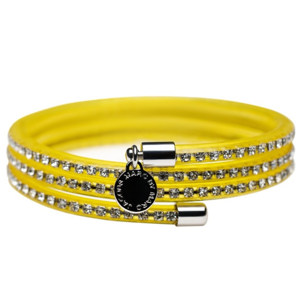 BNWT! Marc By Marc Jacobs Slinky safety yellow  Zirconia Bracelet with silver
